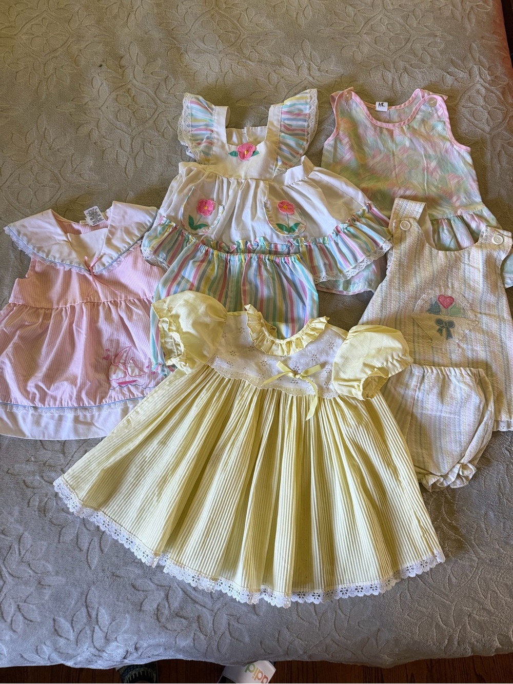 Large Vintage Pastel Baby Dress Bundle -Multicolor.